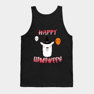 Cool Llama Witch costume halloween Happy Llamaween Tank Top